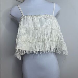 Altar'd State White Fringe Crop Top
